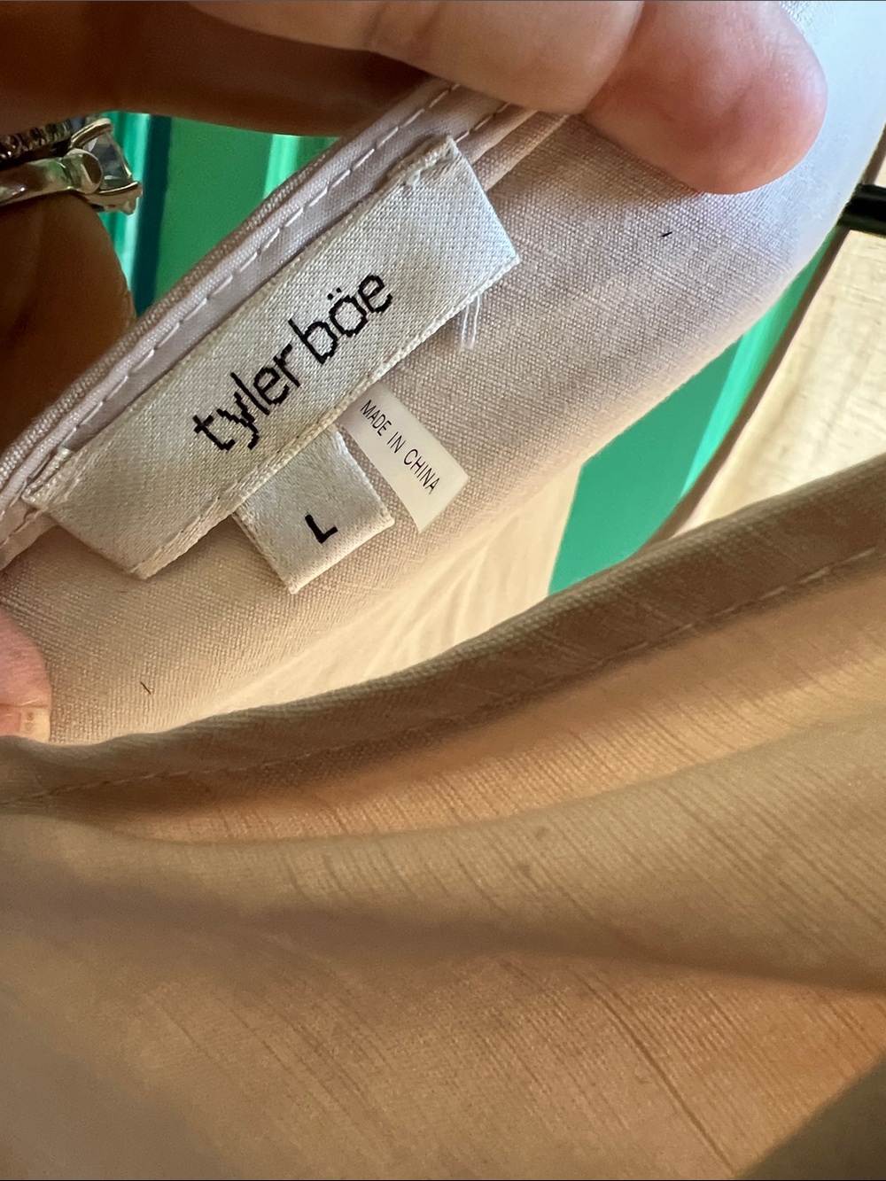 Tyler Böe Stella Shift Dress in Sand / Pockets & bow / Size Large - Picture 9 of 12